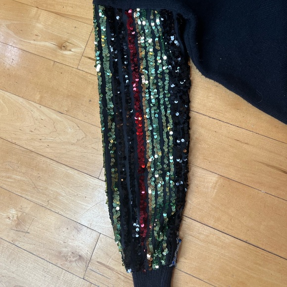 Unique vintage black sweater with sequin sleeves - Picture 2 of 4